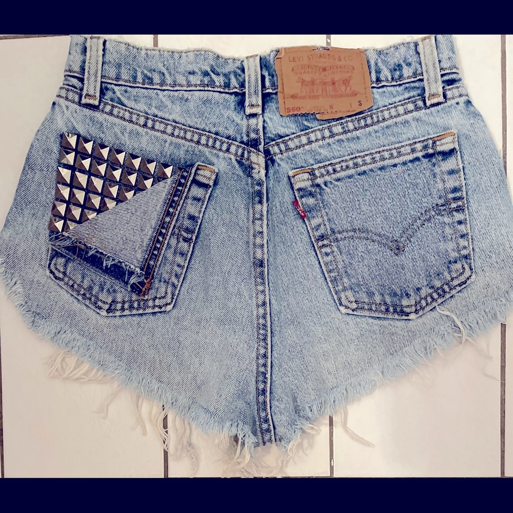 Levi’s studded high-cut shorts